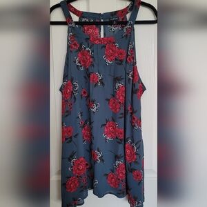 Torrid‎ Red Floral Blouse on Gray